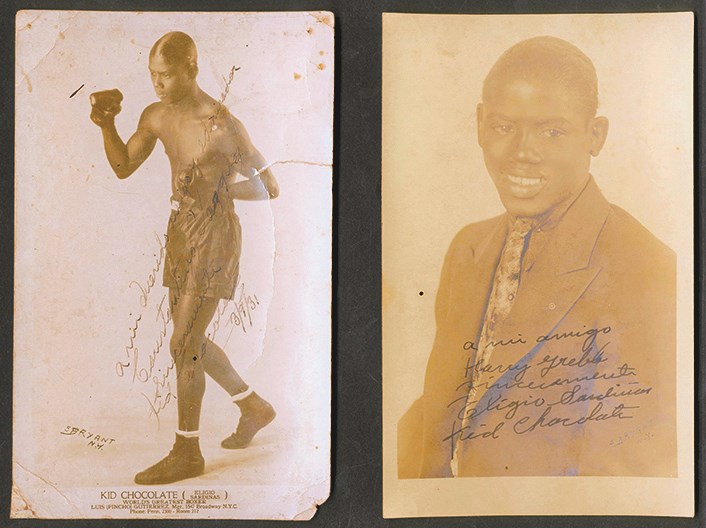 - 1930's Kid Chocolate Vintage Signed Photographs Lot of 4 Including one to Harry Greb