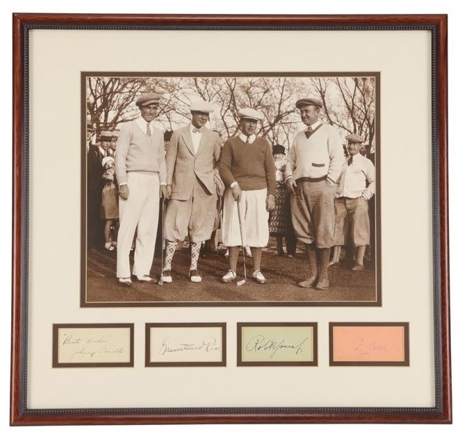 Circa 1930s Ty Cobb and Bobby Jones Golfing Signature Display (PSA)