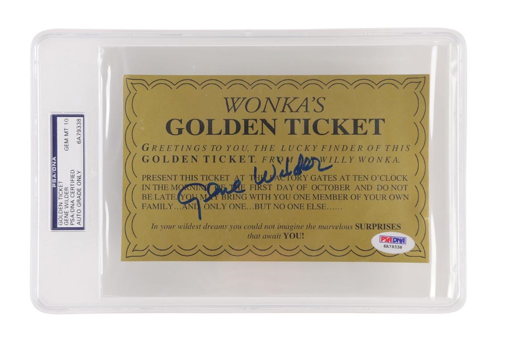- Willy Wonka "Golden Ticket" Signed by Gene Wilder (PSA GEM MT 10)