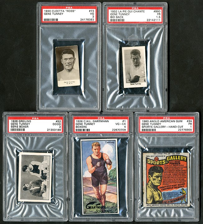 - Five Vintage Gene Tunney Boxing Cards (all PSA)