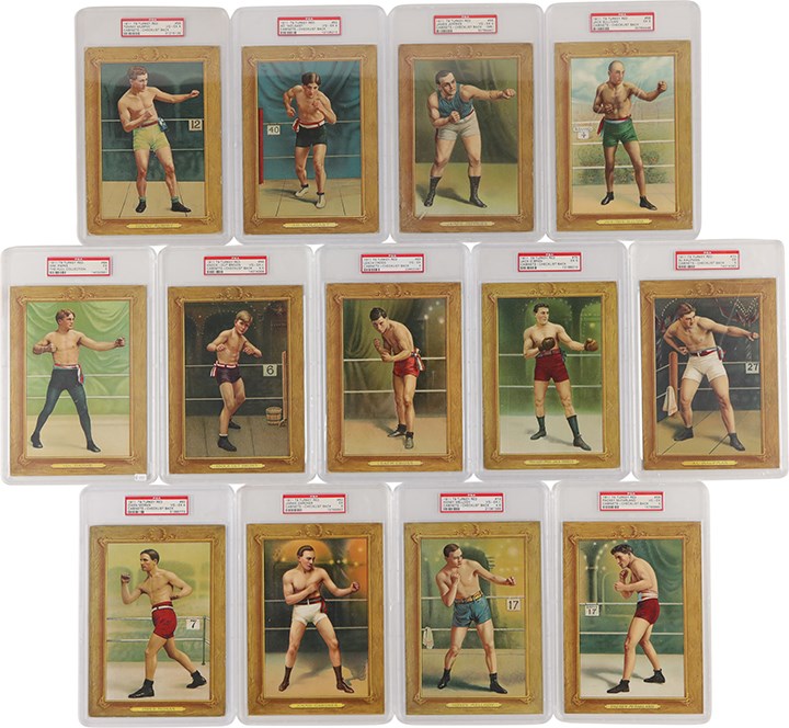 - 1911 T9 Turkey Red Boxing Partial Set with PSA Graded Cards