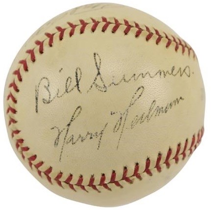 Baseball Autographs - 1940s Multi-Signed Baseball with Harry Heilmann