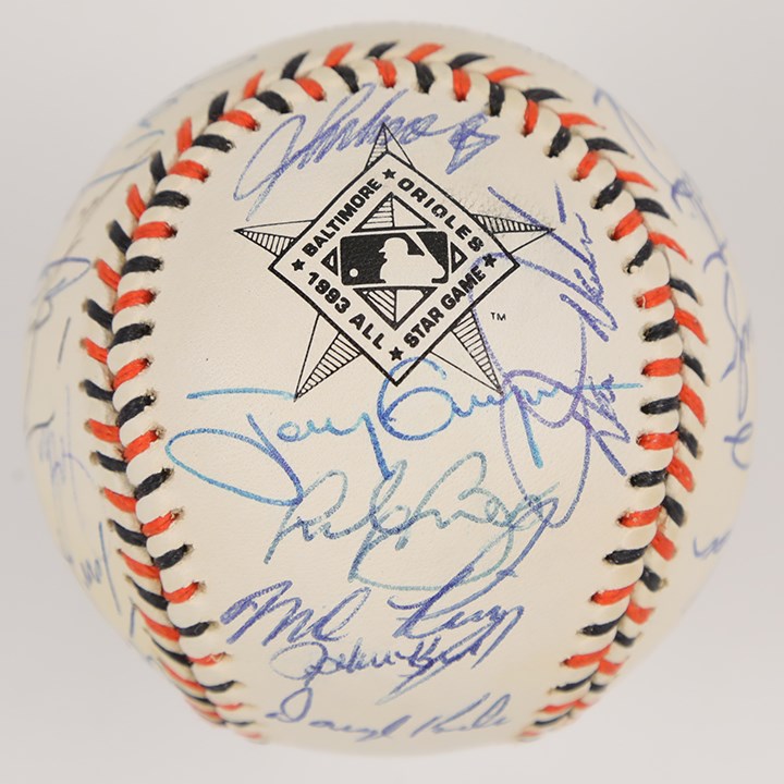 - 1993 National League All Star Team Signed Baseball with 7 Hall of Famers