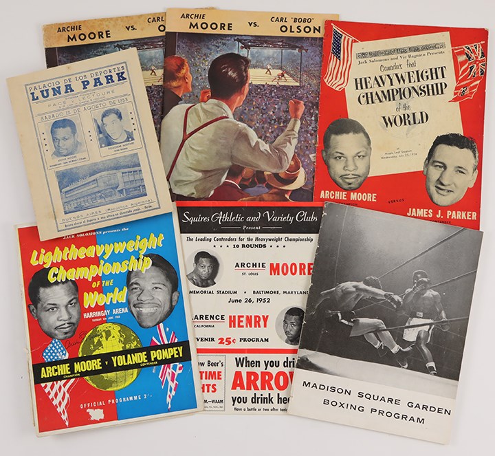 - 1952-61 Archie Moore On-Site Fight Programs Lot of 7
