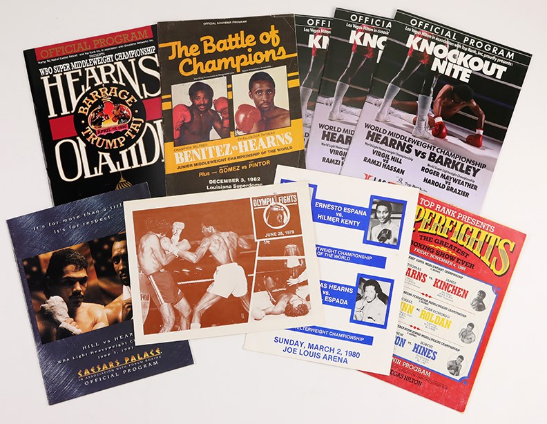 1979-91 Thomas Hearns On-Site Fight Programs Lot of 9