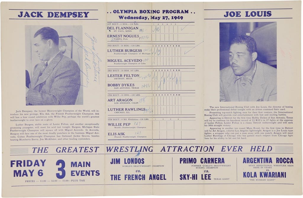 - 1919-77 Jack Dempsey Signed Collectibles (15)