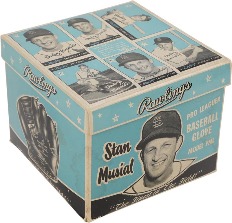 - Stan Musial Rawlings Glove Box with Baseball Cards