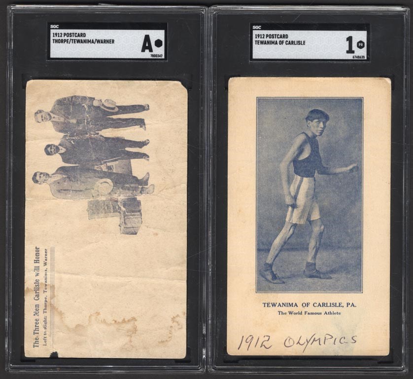 - Pair of 1912 Olympic Heroes Postcards with Thorpe and Tewanima