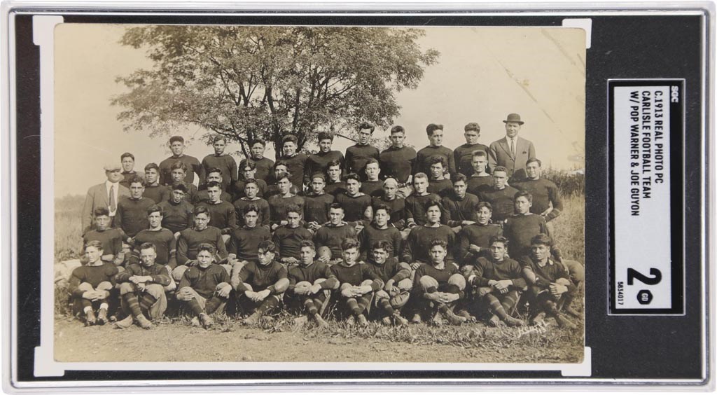 - Circa 1913 Carlisle Football Team Postcard with Warner and Guyon