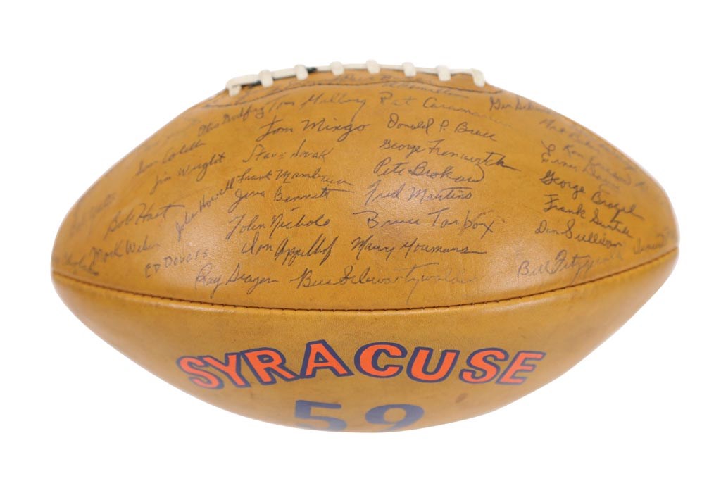 - Beautiful 1959 National Champion Syracuse Orangemen Team Signed Football (PSA)