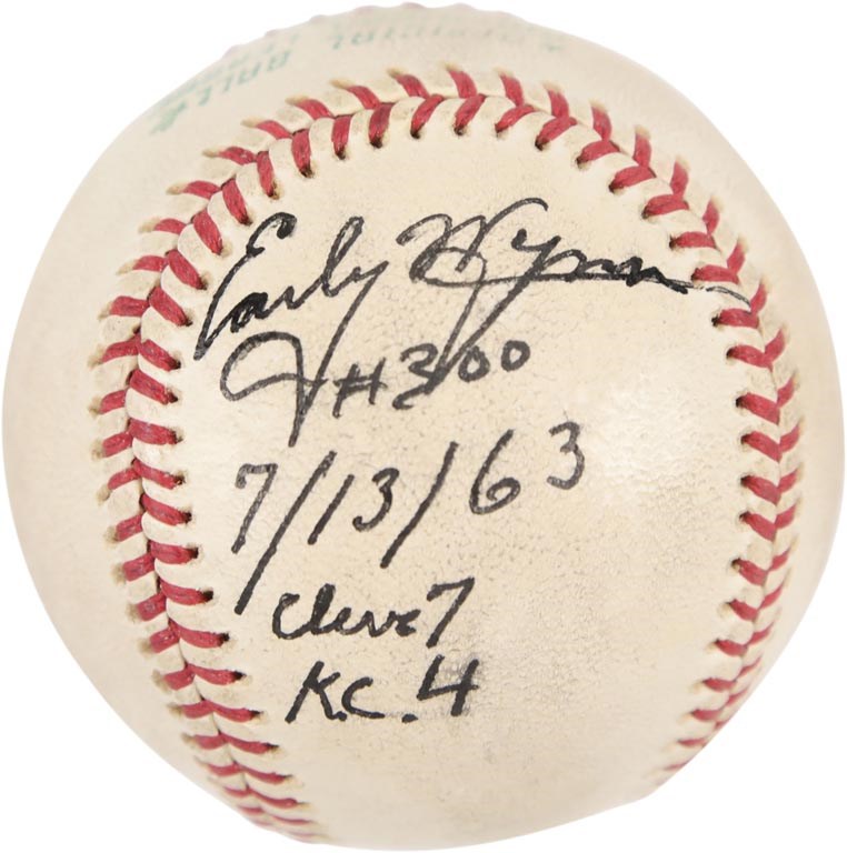 - 1963 Early Wynn 300th Win Signed Game Used Baseball (PSA)