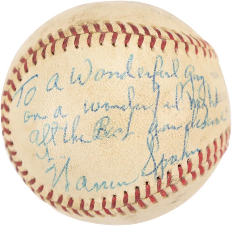 - Warren Spahn 300th Win Game Ball Gifted to Personal Friend