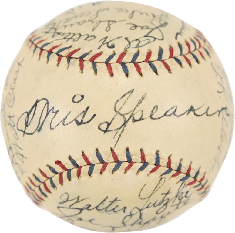 - 1924 Cleveland Indians Team Signed Baseball (PSA NM 7)