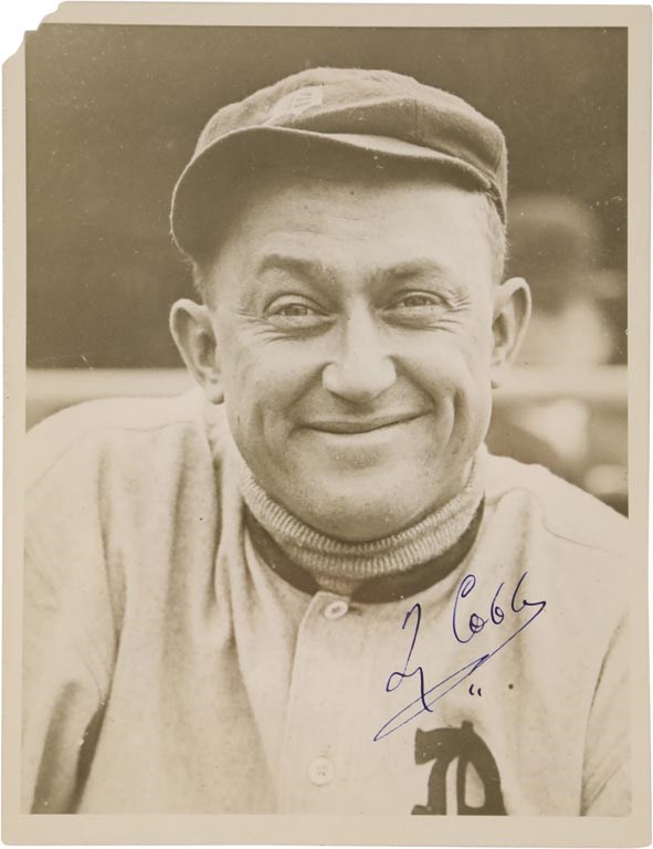 Exceptional Ty Cobb Signed Photo (PSA MINT 9)
