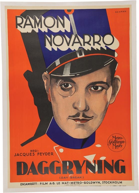 - 1931 "Daybreak" Swedish Movie Poster Starring Ramon Navarro