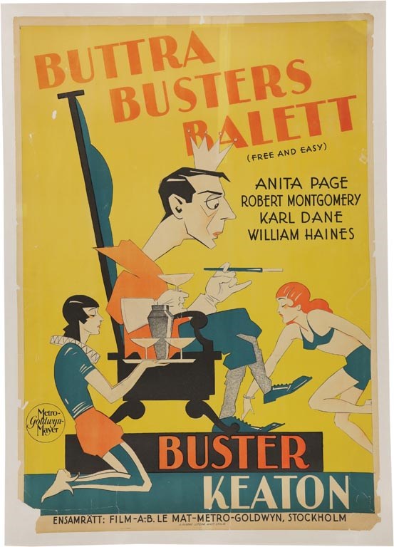 - 1930 "Free and Easy" Starring Buster Keaton Swedish Film Poster