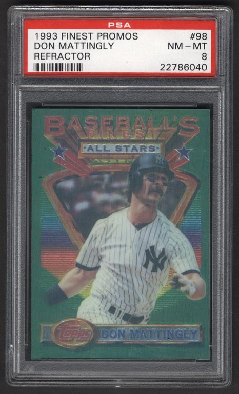 - Extremely Rare 1993 Finest Promos Refractor #98 Don Mattingly PSA NM-MT 8