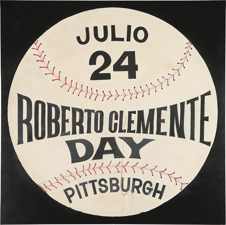 Clemente and Pittsburgh Pirates - 1970 Roberto Clemente Day Forbes Field Stadium Sign (Clemente Family LOA)