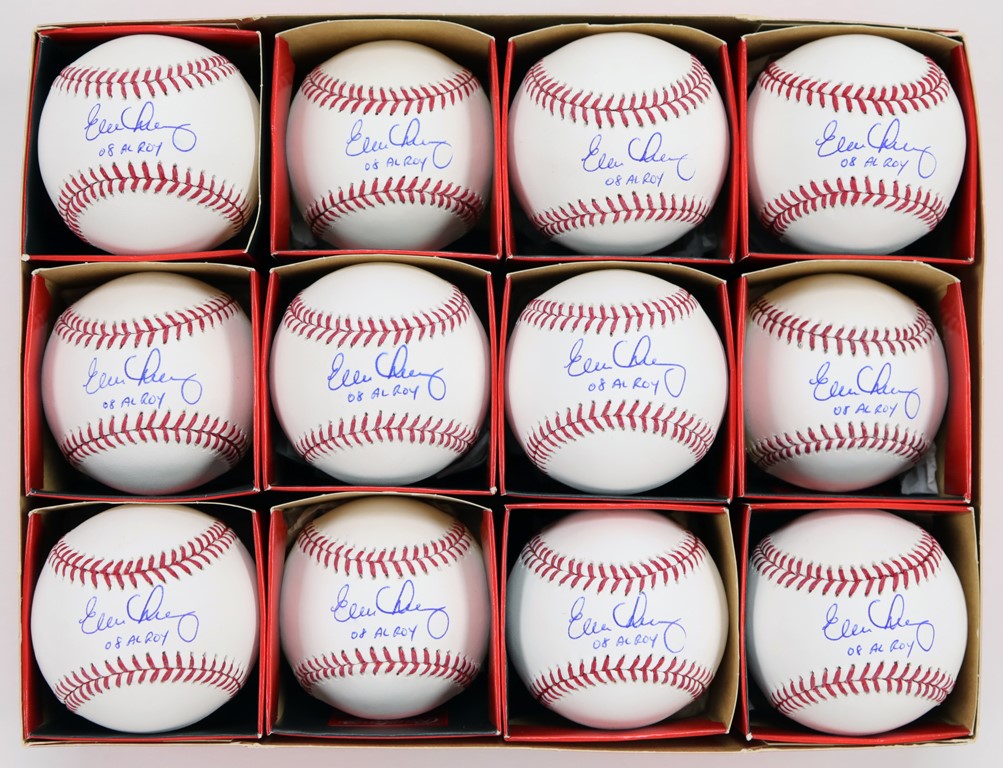 Baseball Autographs - Evan Longoria "'08 AL ROY"  Signed Baseballs (12)