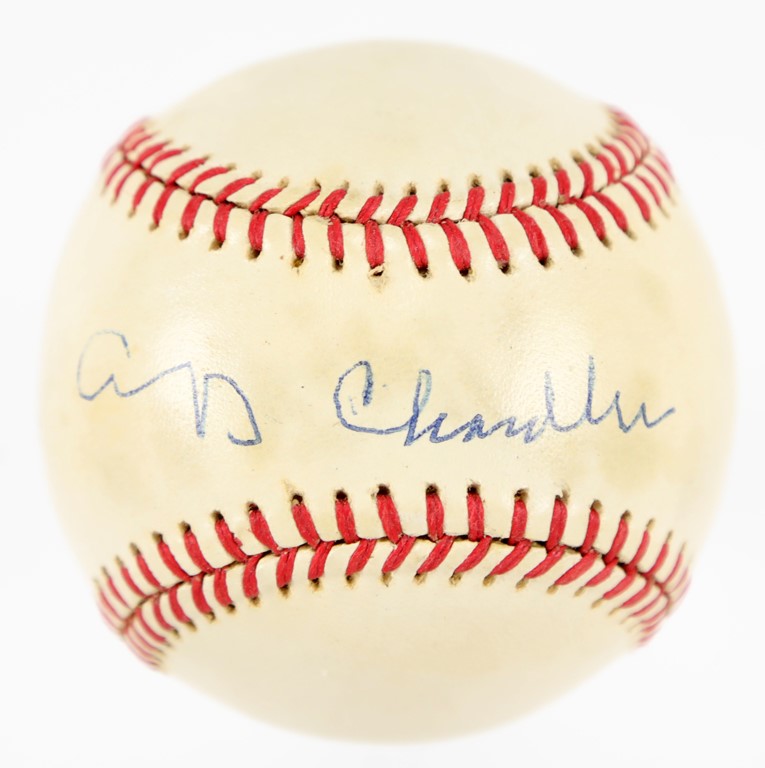 Baseball Autographs - Happy Chandler Single Signed Baseball