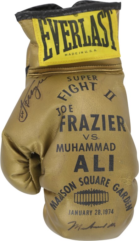 1974 Muhammad Ali vs. Joe Frazier Signed "Press" Glove (PSA)