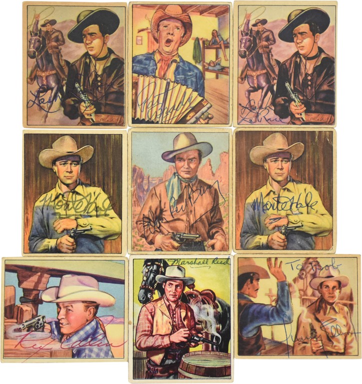 Non Sports Cards - 1949 Wild West Complete Set with (9) Signed Cowboys