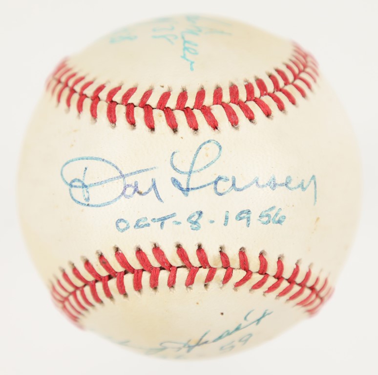 Baseball Autographs - A Perfect Game, a Near Perfect Game and a Double No-Hitter Pitchers Signed Baseball