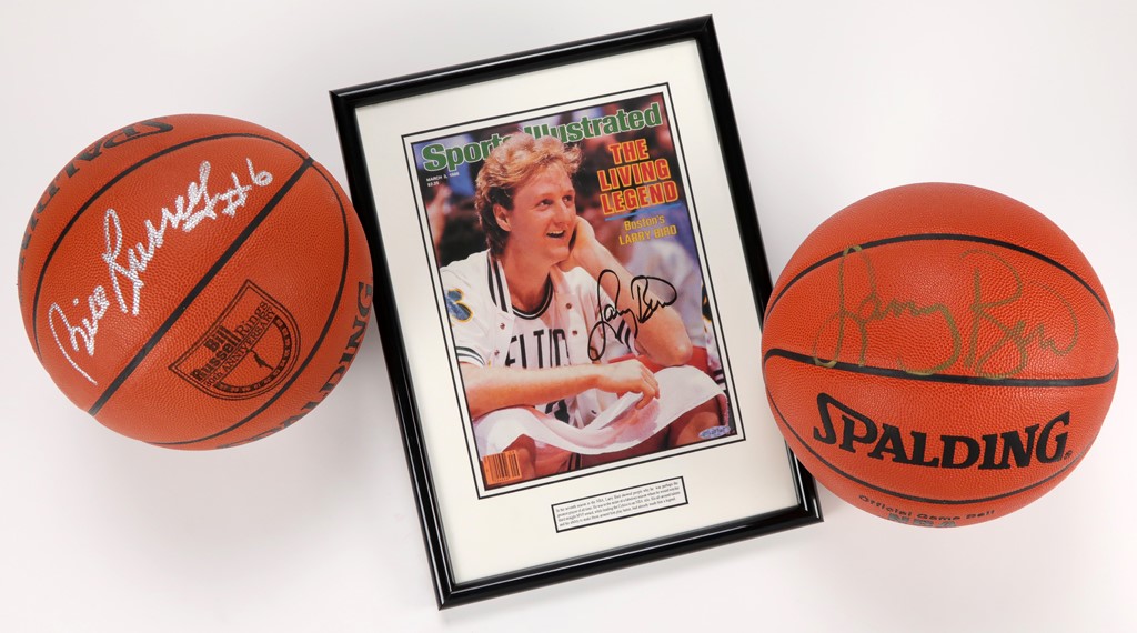 - Bill Russell & Larry Bird Signed Basketballs with Bird Signed SI (UDA)