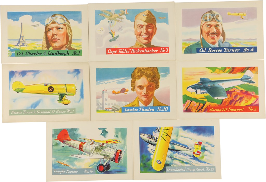 Non Sports Cards - 1936-37 Heinz Famous Aviators and Airplanes Complete Sets (8 Premiums)