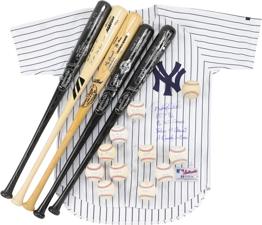 - New York Yankees Signed Baseball, Bat and Jersey Collection (30)