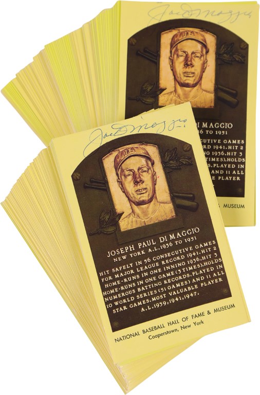 Huge Joe DiMaggio Signed Hall of Fame Postcard Collection (145+)