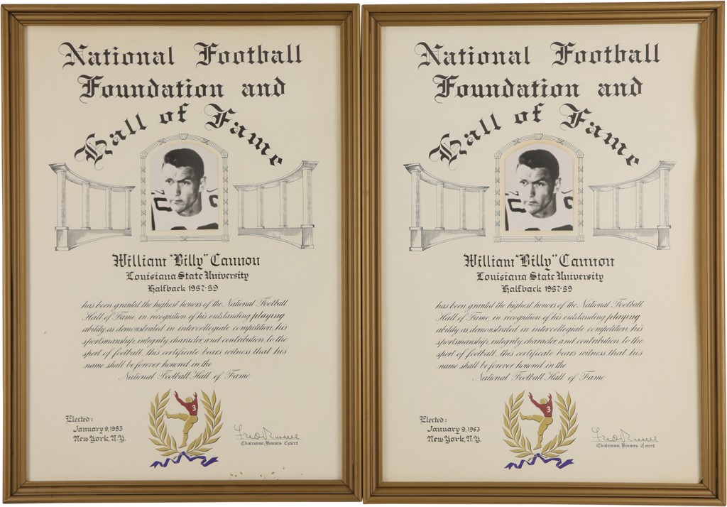 - 1983 Bill Cannon College Football Hall of Fame Induction Plaques