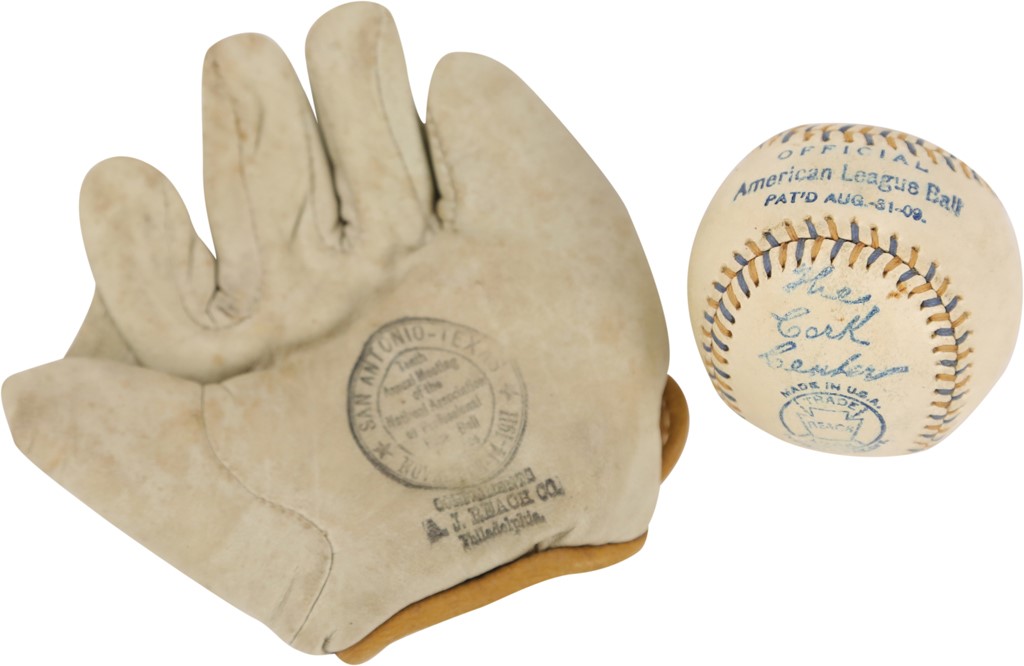 Baseball Equipment - 1911 Reach Salesman's Sample Ball & Glove from San Antonio Texas