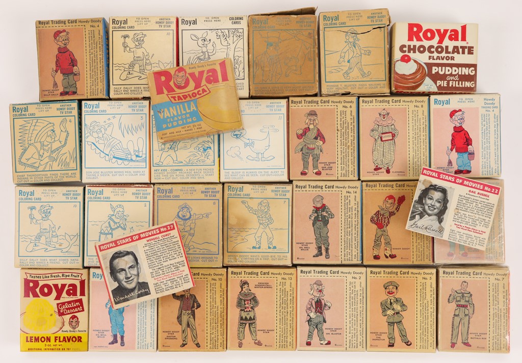 - 1950s Royal Pudding Desserts Complete Set of Howdy Doody Cards In Unopened Boxes