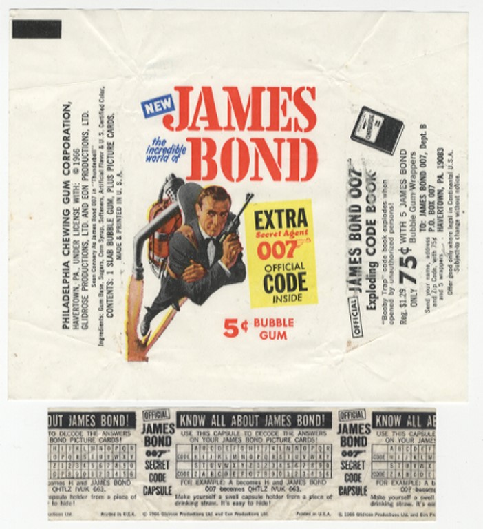 Non Sports Cards - 1966 James Bond Philadelphia Gum Wrapper w/ Decoder