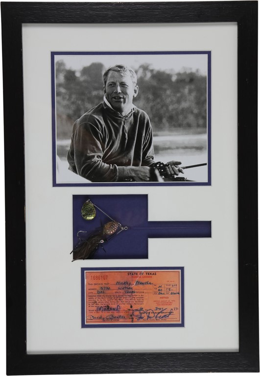 Mickey Mantle's Fishing License with Lure (JSA)