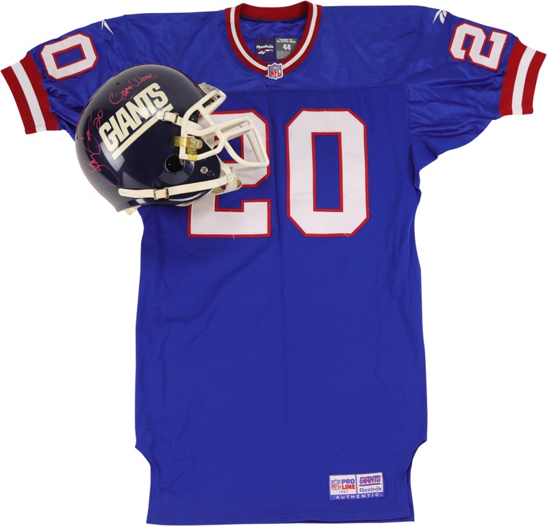 1997 Sam Garnes New York Giants Rookie Game Worn Helmet and Jersey