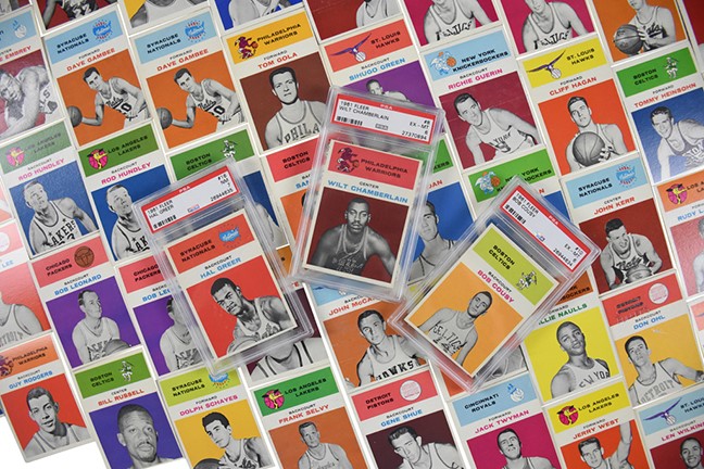 1961-62 Fleer Basketball Near Set Plus 9 Extras - PSA 6 Chamberlain Rookie (64 Cards)