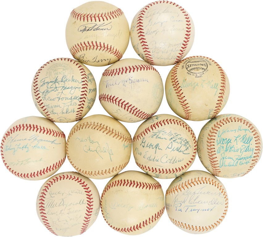 Great Hall of Fame Induction Class & Old Timers Signed Team Signed Baseballs (12)