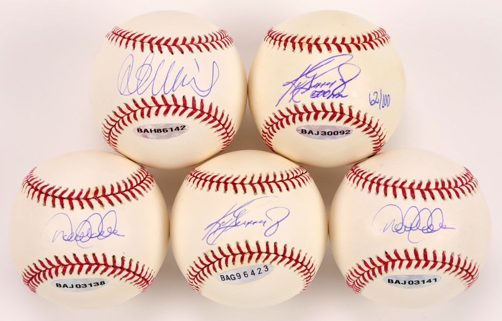 Baseball Autographs - Jeter, Ichiro & Griffey Jr. Signed Upper Deck Authenticated Baseballs (5)