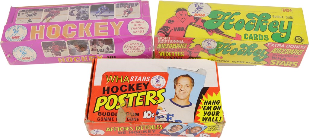 (3) 1970's O-Pee-Chee WHA Hockey Display Boxes