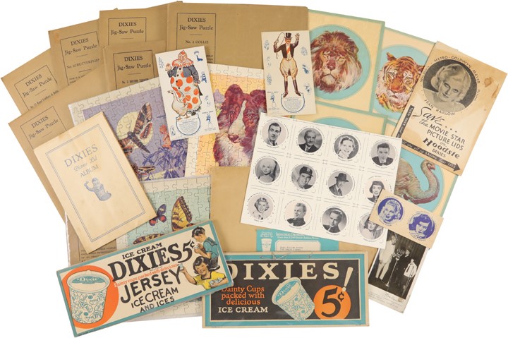 Non Sports Cards - 1930's-50's Collection of Dixie Lid Related Ephemera