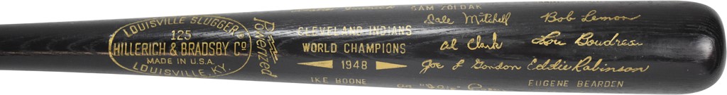 - Mint 1948 Cleveland Indians World Series Black Bat from Hoot Evers