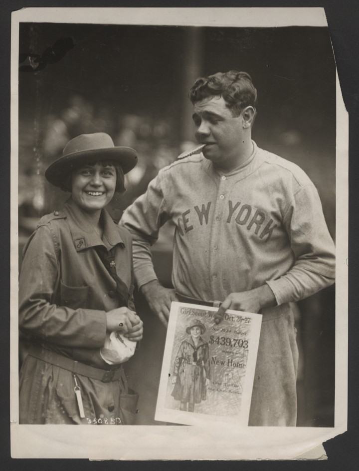 Ruth and Gehrig - 1923 Babe Ruth World Series "Girl Scout" Original Type I Photograph (PSA)