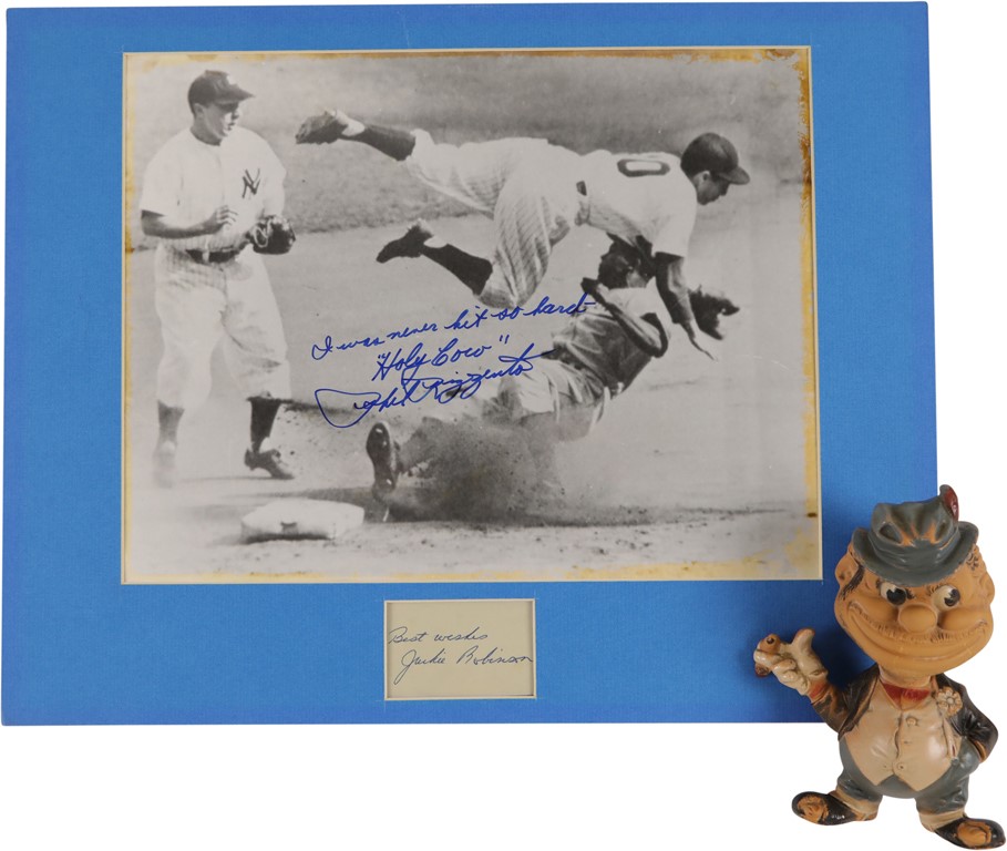 Jackie Robinson & Phil Rizzuto Signed "World Series Takeout" Display