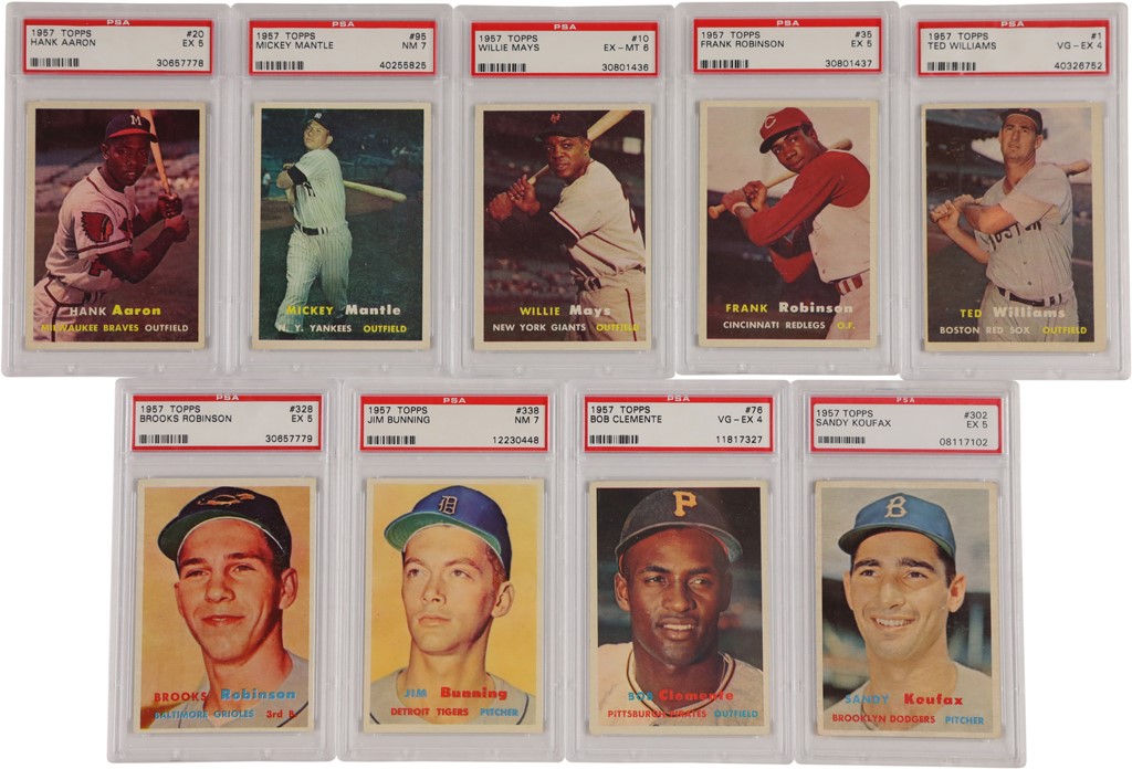 - 1957 Topps PSA Graded Hall of Famers w/Mantle (15)