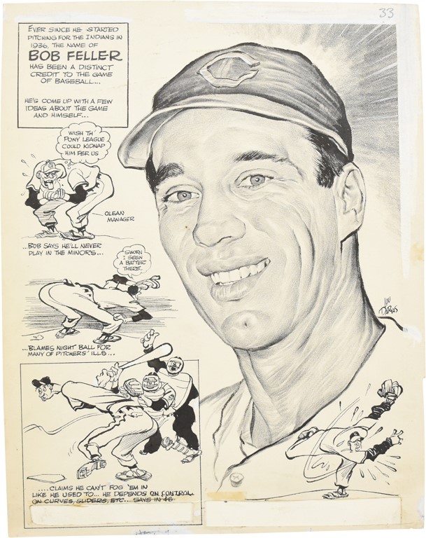 Sports Fine Art - 1947 Bob Feller "Credit to the Game" Original Art
