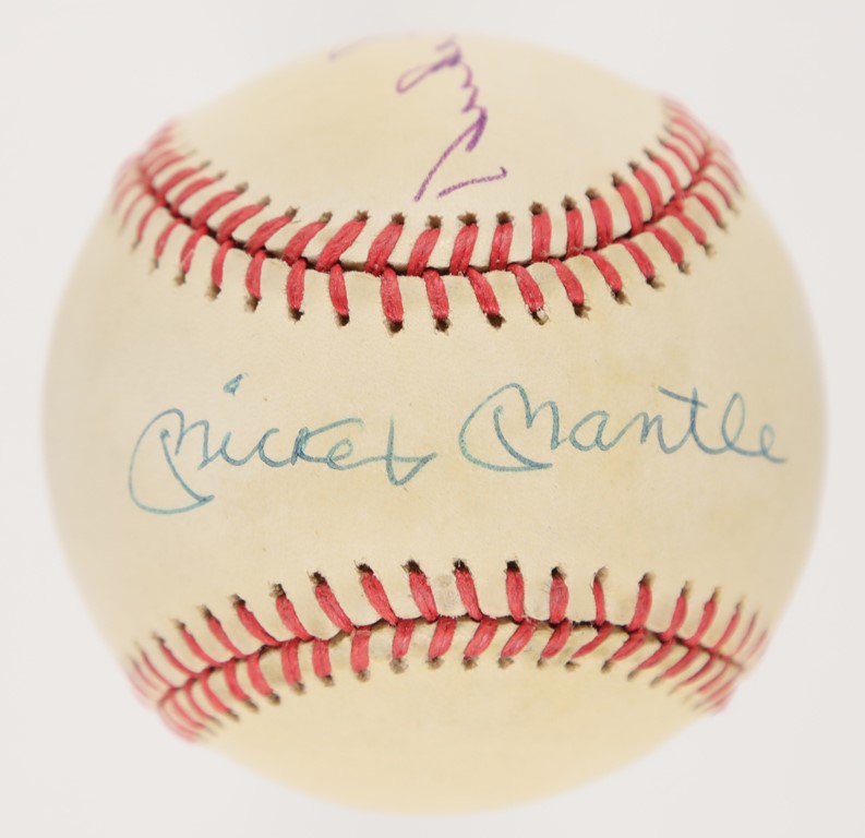 Baseball Autographs - NY Center Fielders Signed Baseball (Mantle, Mays, Snider)
