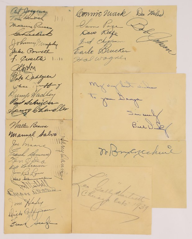 Baseball Autographs - Circa 1939 Team & Single Signed Government Postcard Collection