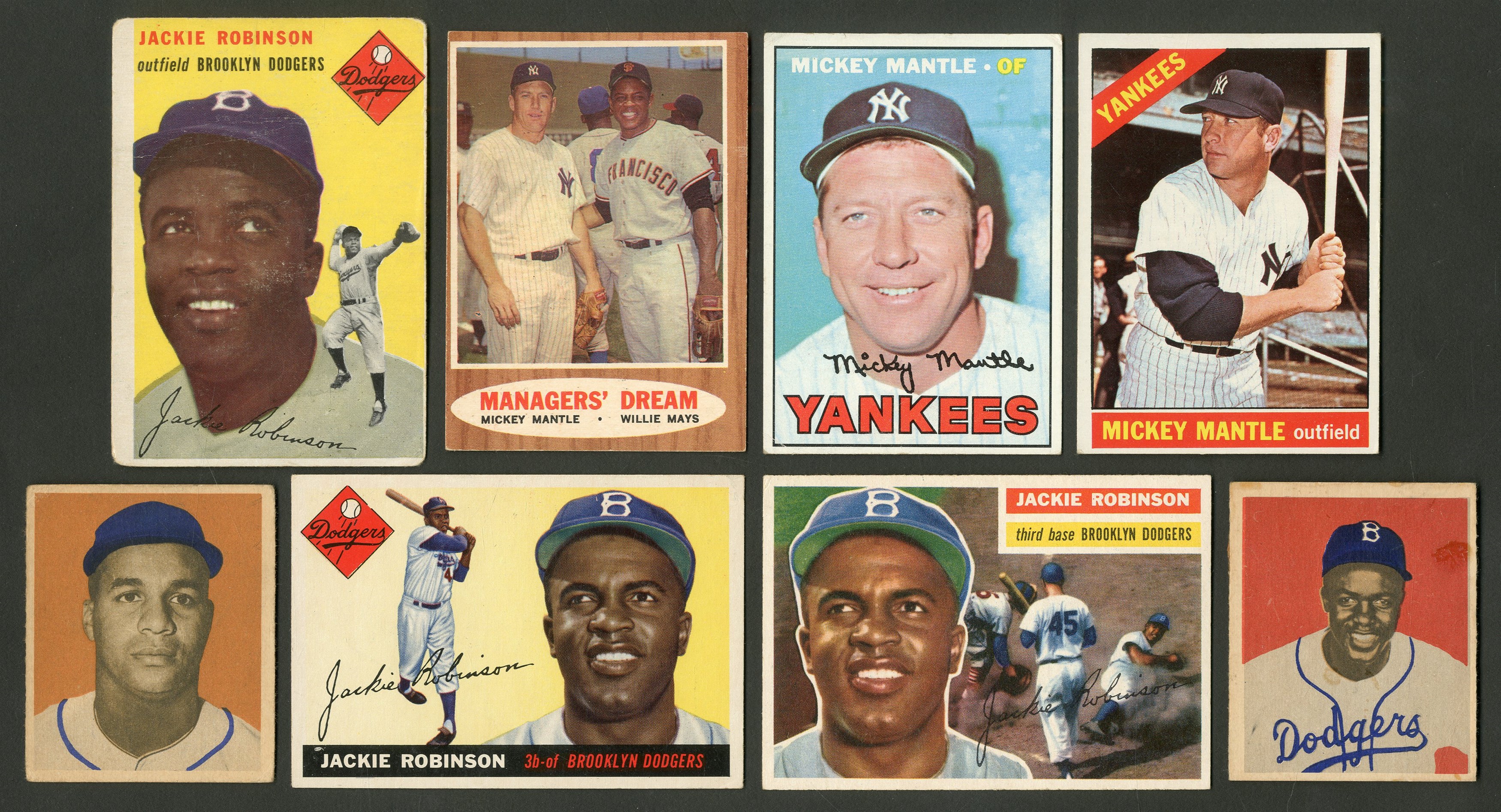 - 1940s-60s Topps & Bowman HOFers with J. Robinson & Mantle (8)